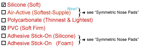 Sunglass nose pads and sunglass parts